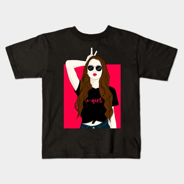 egirl aesthetic anime e-girl aesthetic dark goth Kids T-Shirt by JayD World